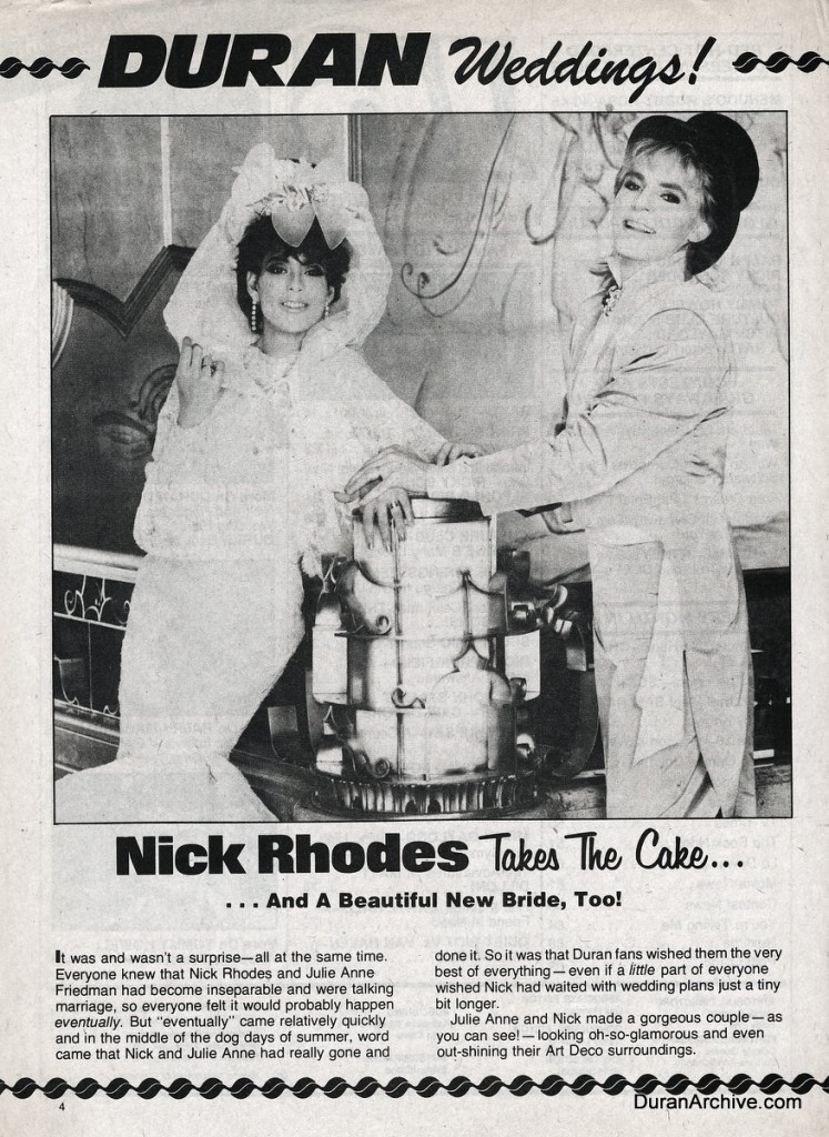 Duran weddings! Nick & Roger (1985) Duran Archive Duran weddings! Nick & Roger (1985) Duran Archive