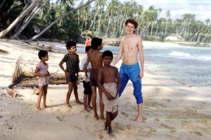 Duran Duran's John Taylor on the beach in Sri Lanka to film the Save A Prayer video (1980s)