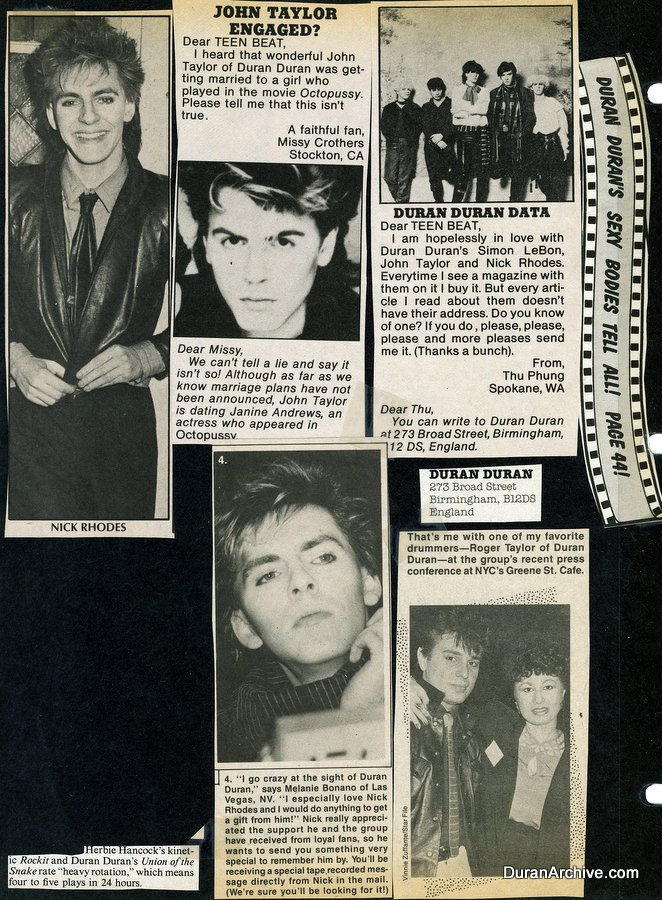 Vintage Duran Duran scrapbook pages